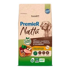Ração Premier Nattu para Cães Adultos Sabor Mandioca - 12Kg