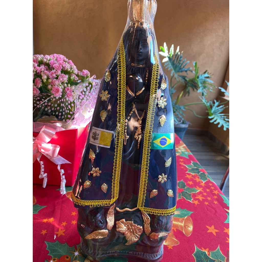 Imagem Nossa Senhora Aparecida 40cm em Gesso Pintura Resina Decorativa Católica Alta Qualidade