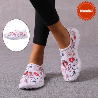 Brbaosity2 Tênis Sapato Feminino Com Estampa Enfermeira Médico Cosplay Escorregar On