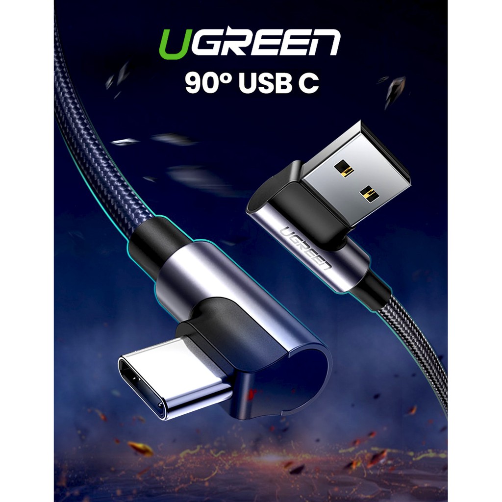 cabo-usb-tipo-c-90-l-ugreen-fast-charge-3a-qc-3-0-turbo-50cm
