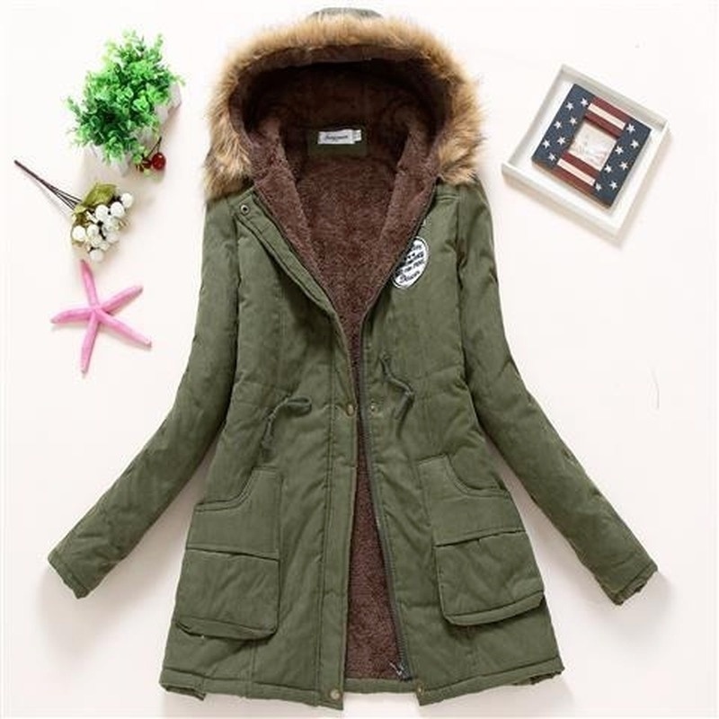 2024 Nova Jaqueta De Inverno Acolchoado Mulheres Engrossar Quente Médio Longo Casacos Feminino Com Capuz Gola De Pele outerwear Casuais