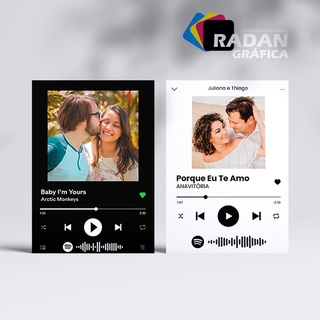 Foto poster Spotify Personalizada - Com seu tema e música 21x29cm em Oferta na Shopee