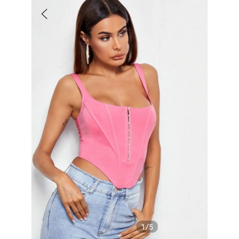 shein pink crop top