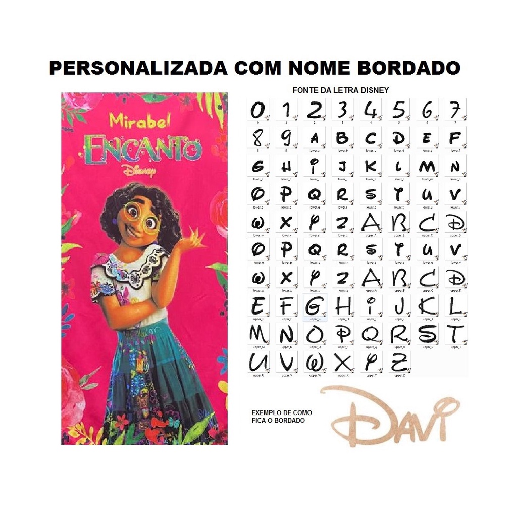 Toalha de Banho Infantil Mirabel Encanto PERSONALIZADA NOME BORDADO