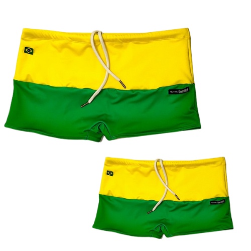 Kit Tal Pai Tal Filho Sunga Boxer Verde E Amarelo