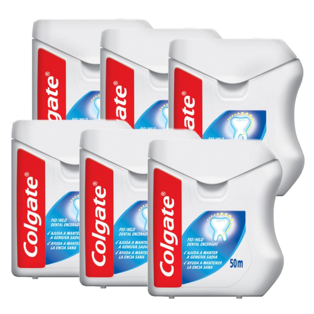Kit Fio Dental Colgate Total 50m com 6 unidades