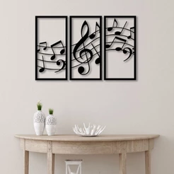 Kit 3 Quadros Música Melodia Notas Musicais Vazado