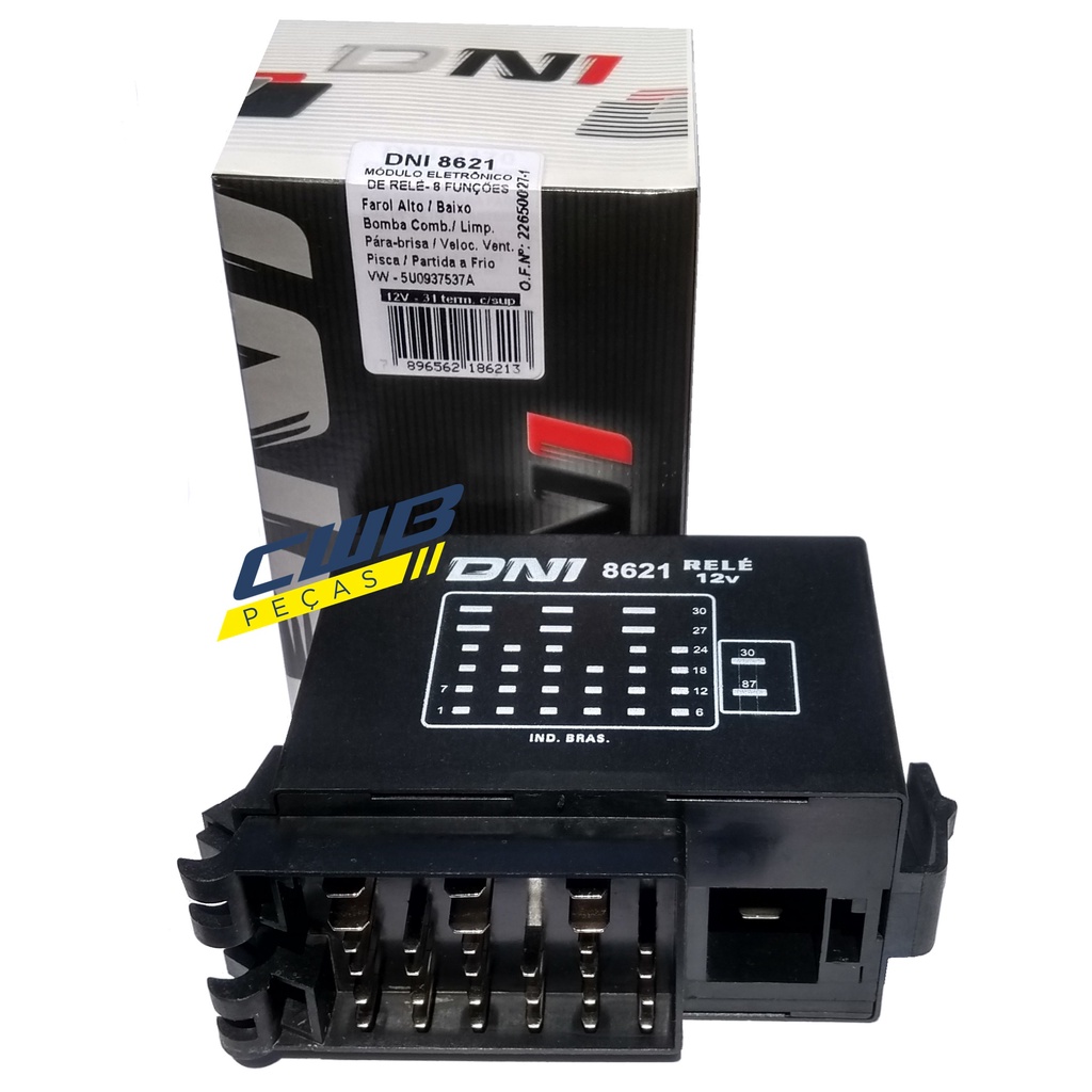 Módulo Eletrônico Rele 12v 31t Vw Gol Saveiro G5 Dni8621