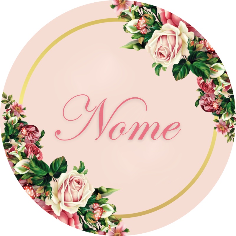 Painel  Redondo de Flores para aniversário e Casamento em  3D para Decoração Personalizado com o seu Nome