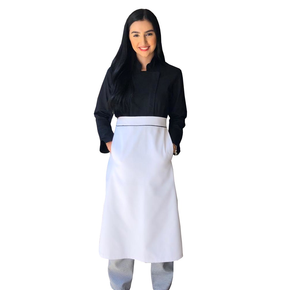 Avental De Cozinha Francês Com Bolso Frontal Restaurante Pizzaria Padaria Brim com Vivo
