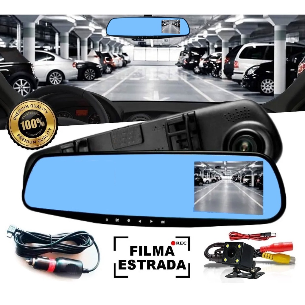 Retrovisor com Câmera Knup Kp-s103 Tela Lcd 4.3 Polegadas Câmera Frontal