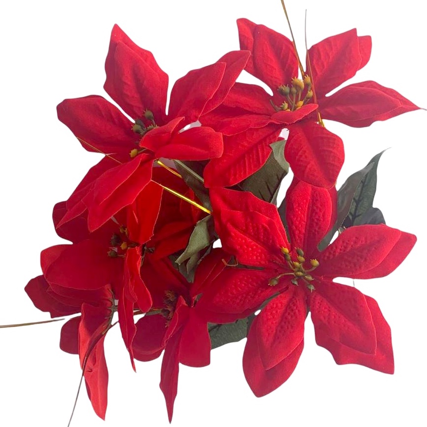 Flor de Natal Grande Buquê com 7 Flores e Fitilhos Dourados Bico de Papagaio  Artificial | Shopee Brasil