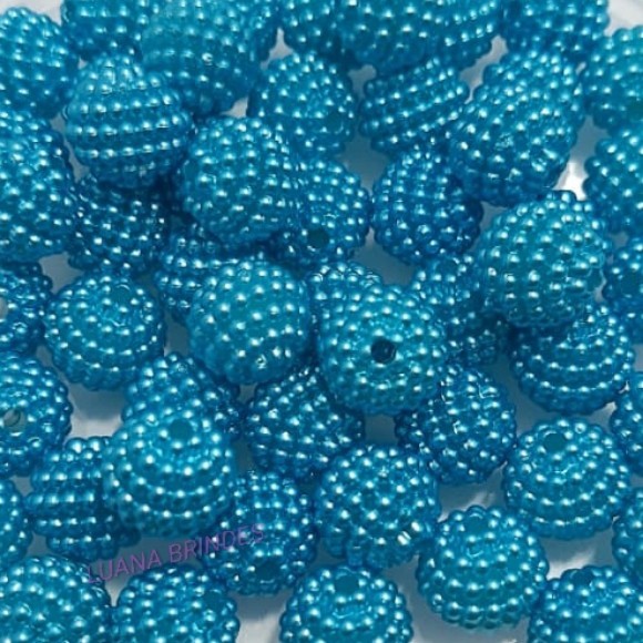 Pérola Craquelada Azul 10mm Pacote com 50 unidades