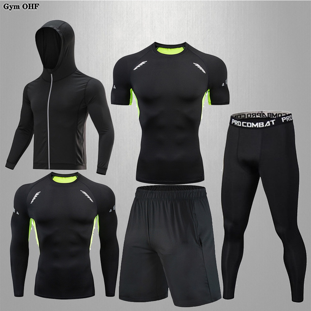 5Pcs-Conjuntos Roupa De Treino De Compressão Para Academia/Corrida ...