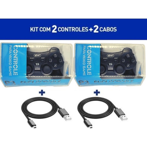 2 Controles Ps3 E Pc Knup Original Sem Fio + Cabo Carregador