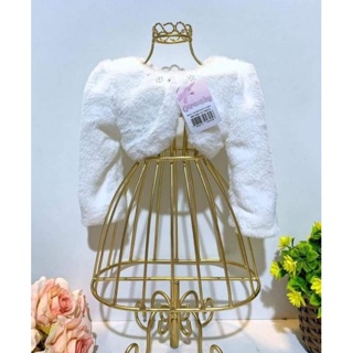Bolero infantil casaco menina branco rosa casaquinho pele grossinho plush batizado aniversário Daminha festa bebe em Oferta na Shopee