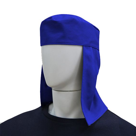 Touca Árabe Capuz de Proteção Solda Para Soldador Sol em Brim Cor Azul/Cinza Touca Térmica Pedreiro