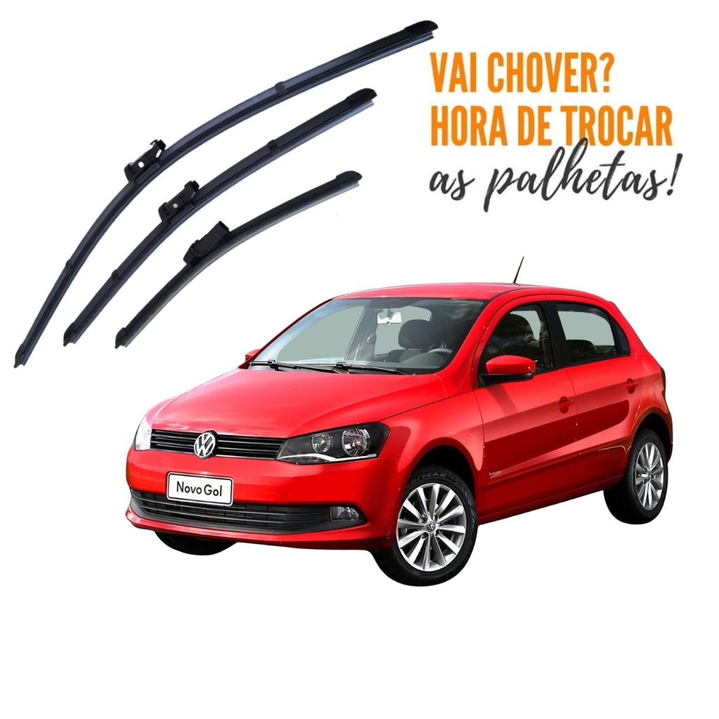 Kit Palheta Limpador Parabrisa Dianteiro + Traseiro Vw Gol G6 em Oferta na Shopee