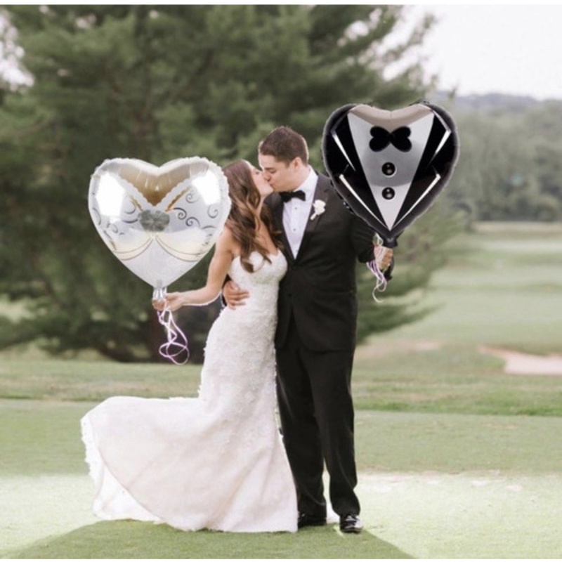 2 balão NOIVO E NOIVA coração metalizado 45 cm casamento em Oferta na Shopee
