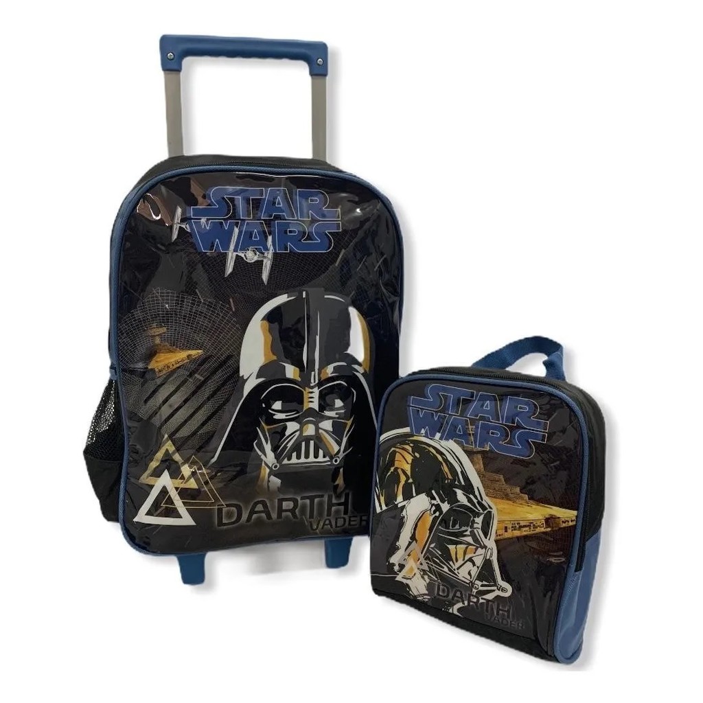 Mochila Infantil Star Wars Darth Wars Rodinhas G Lancheira