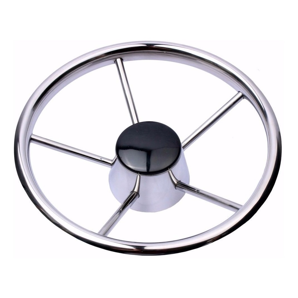 Volante Em Aço Inox Náutico 343Mm Para Lancha Fishing Barco