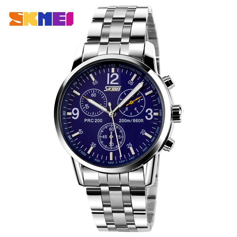 SKMEI Oficial 9070 Relógio de Quartzo de Aço Inoxidável/Couro/Executivo/Masculino em Oferta na Shopee