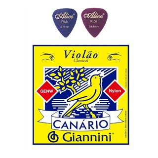 Jogo De Cordas Encordoamento Violão Nylon Canário Comum + Duas Palhetas Sortidas. em Oferta na Shopee