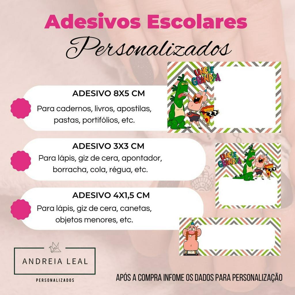 Kit com 100 Etiquetas Adesivas escolares Personalizadas - Titio Avô