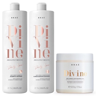 Kit Braé Divine Trio Salon Shampoo, Cond 1l + Máscara 500g em Oferta na Shopee