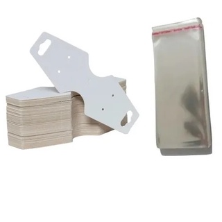 100 Tag Cartela Para Corrente, Pulseira/brinco Gravatinha + 100 Saquinhos