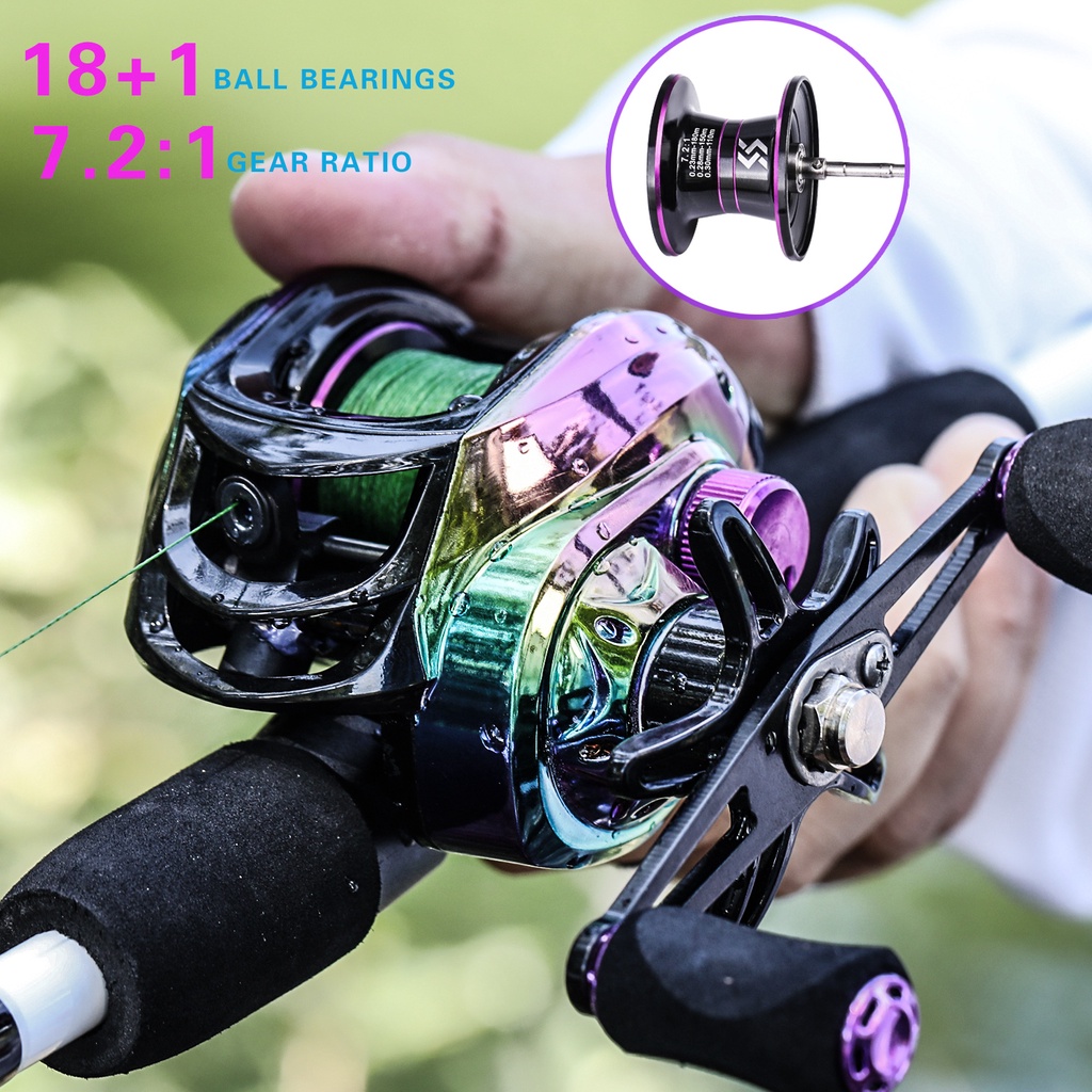 kit pesca carretilha de pesca Sougayilang Vara de Pesca 2.1M 4 Seções  Carreto Portátil E Fundido 8 + 1BB Max Drag 10kg