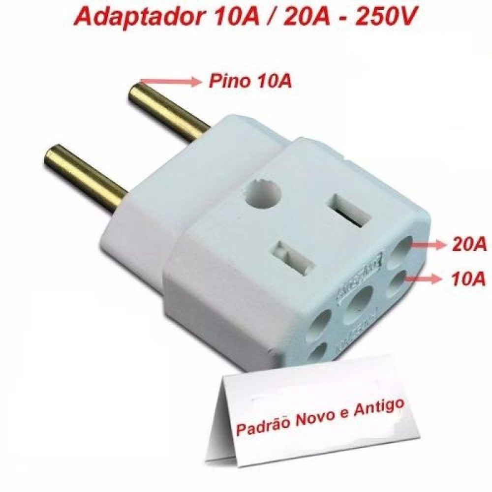 Plug Adaptador De Tomada 10a/20a Bob 3 Pinos Para 2 Pinos