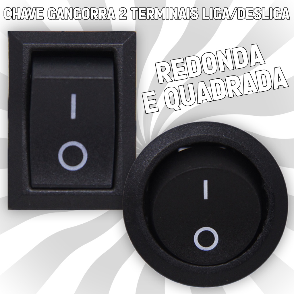 Botão Interruptor Chave Gangorra Para Carro Quadrado/Redondo Liga Desliga On/Off 2 Polos 2 Terminais - Spare Parts and Accessories for Vehicles