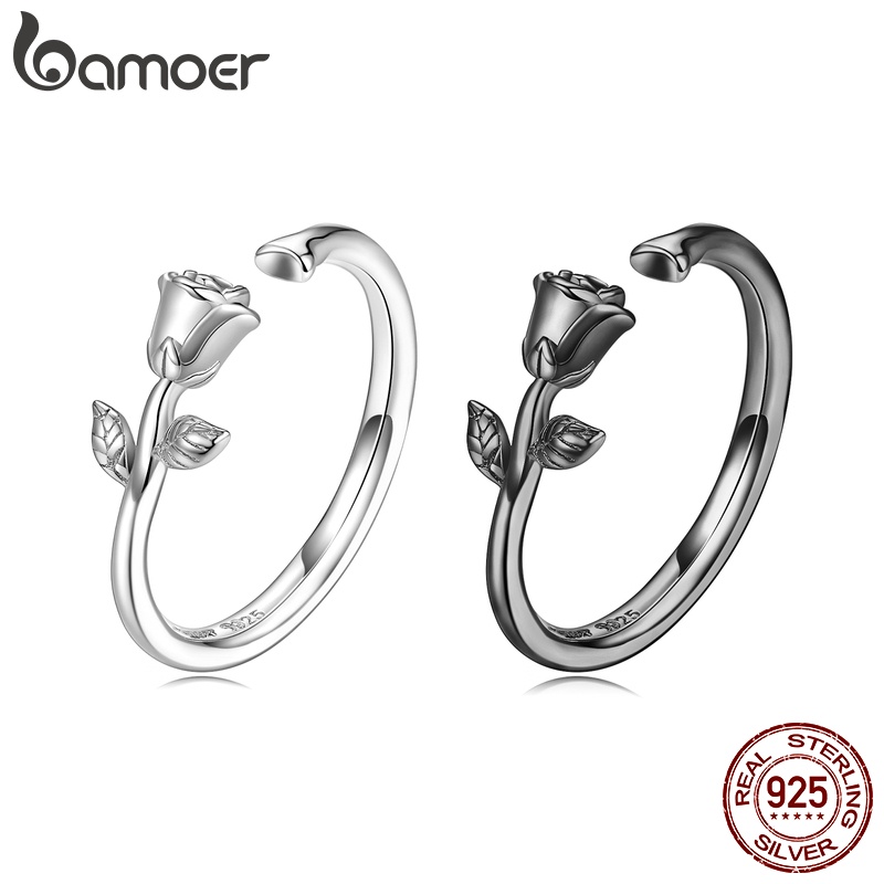 Bamoer Anéis De Prata 925 Todo Preto Todas As Pratas Rosa Anel Acessórios De Moda Presentes Das Mulheres em Oferta na Shopee