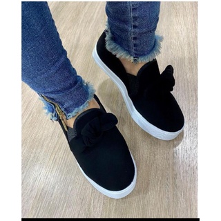 Sapatilha slip on de laço com no nobuk