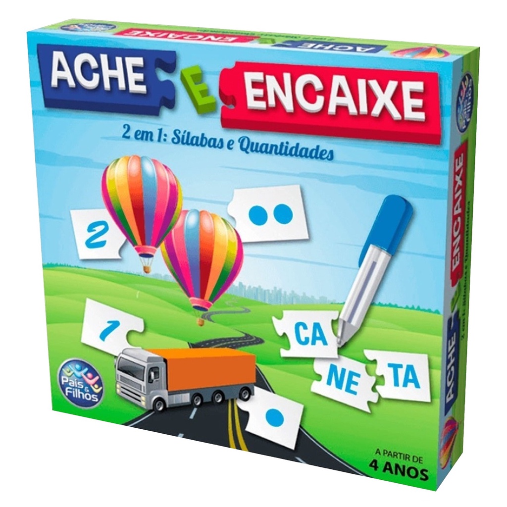 Jogo Ache E Encaixe Silabas E Quantidades Didatico Pais e Filhos em Oferta na Shopee