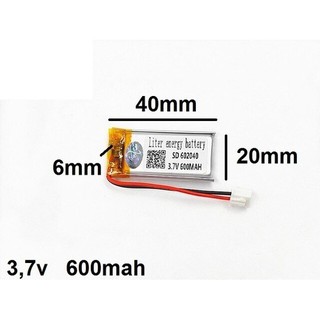 Bateria 6mmx20mmx40mm 600mah Com 2 Fios Nova 3,7v em Oferta na Shopee