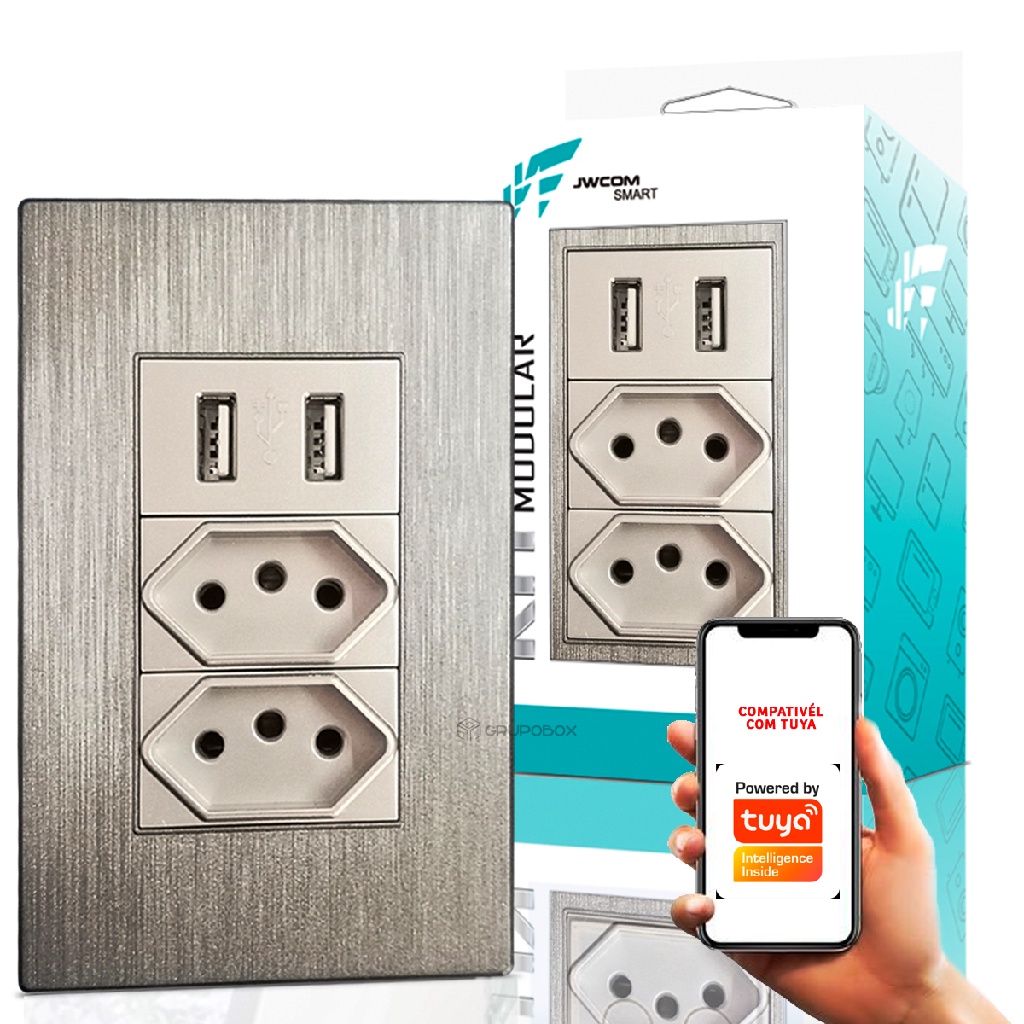 Tomada de Parede Duplo USB 10A Branca Carregamento Universal | Shopee ...
