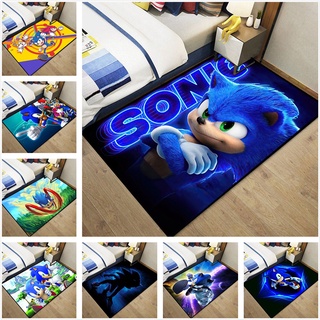 Porco-Espinho Personalizado Tapete Sonic Anime Sala De Estar Quarto Crianças Cabeceira De Piso Doméstico Desenho Animado Baía Máquina De Janela Lavável Jogo Para Pés Porta