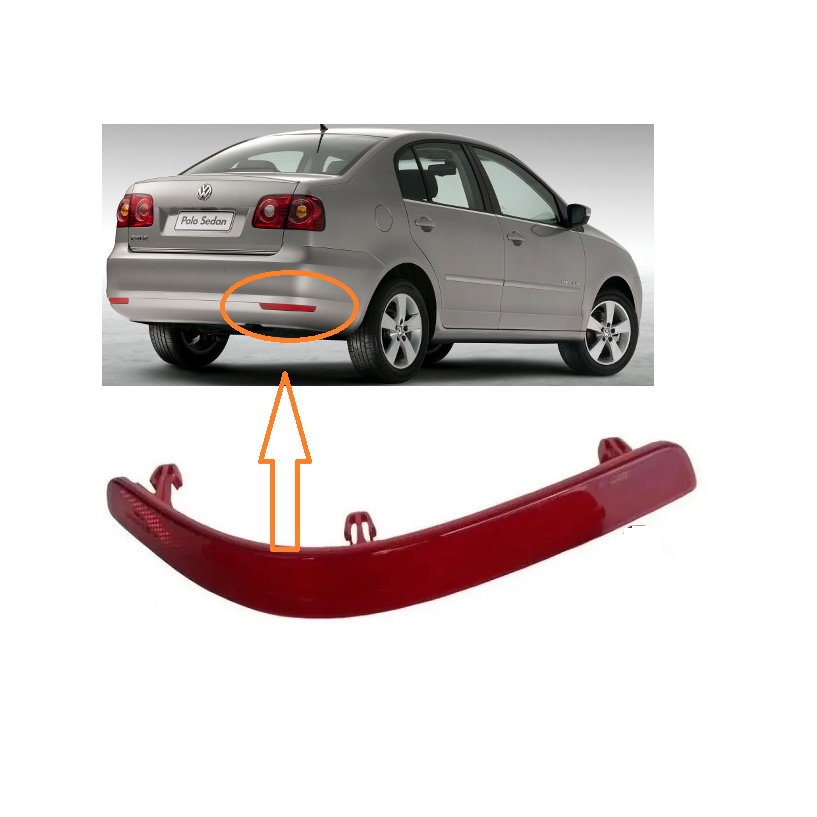 Refletor Olho De Gato Do Parachoque Traseiro Lado Direito P/ Polo Sedan 2012 a 2016 Original Vw