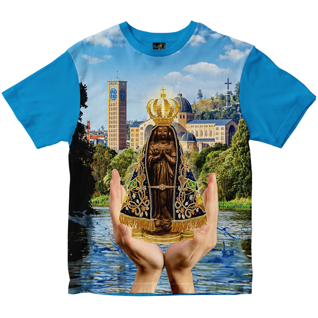 Camiseta Nossa Senhora Aparecida Aguas Turquesa Rainha do Brasil