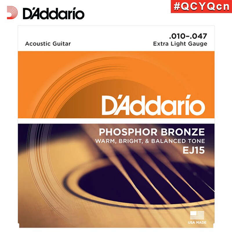 D'addario ej15 Cordas Acústicos Phosphor bronze , De Guitarra Com Claro extra , 10-47