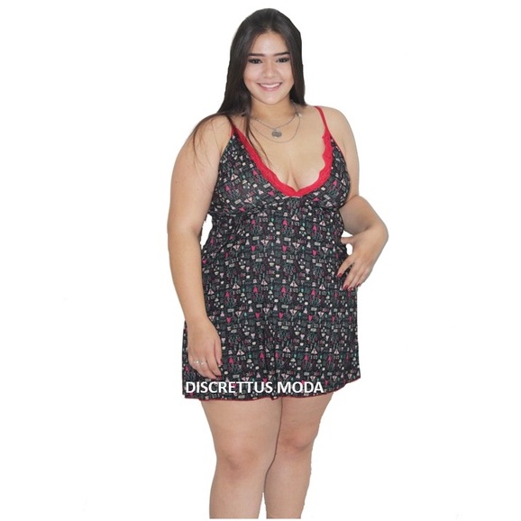 Camisola Plus Size, Camisolas, Plus Size, Dormir Dia a dia Extra Grande Camisola Liganete, Pijamas, G1 G2 G3