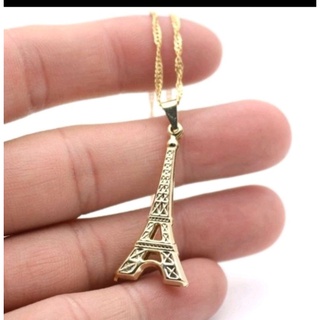 Colar folheados dourado a ouro mini Torre Eiffel feminino estilo mordeno