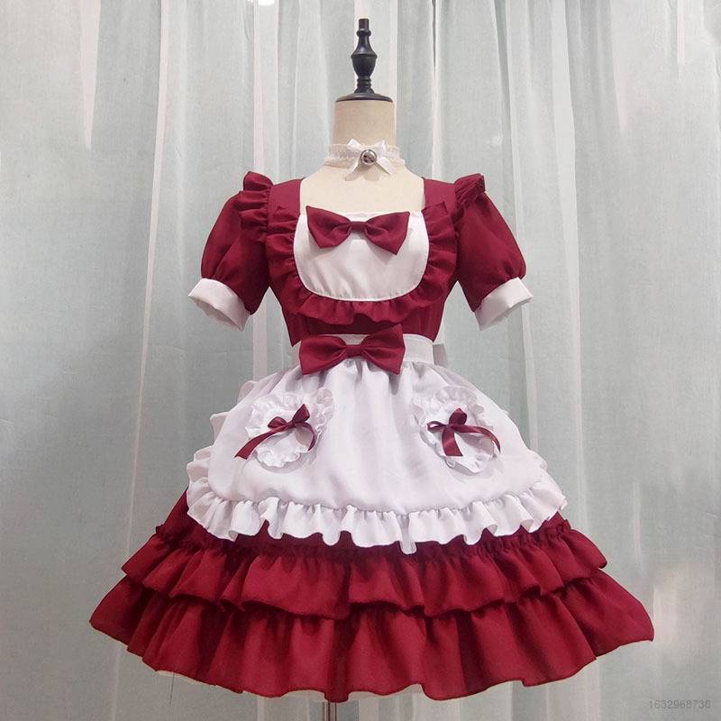 Kawaii Lolita Estilo Vestido Mulheres Lace Empregada Traje Vestido