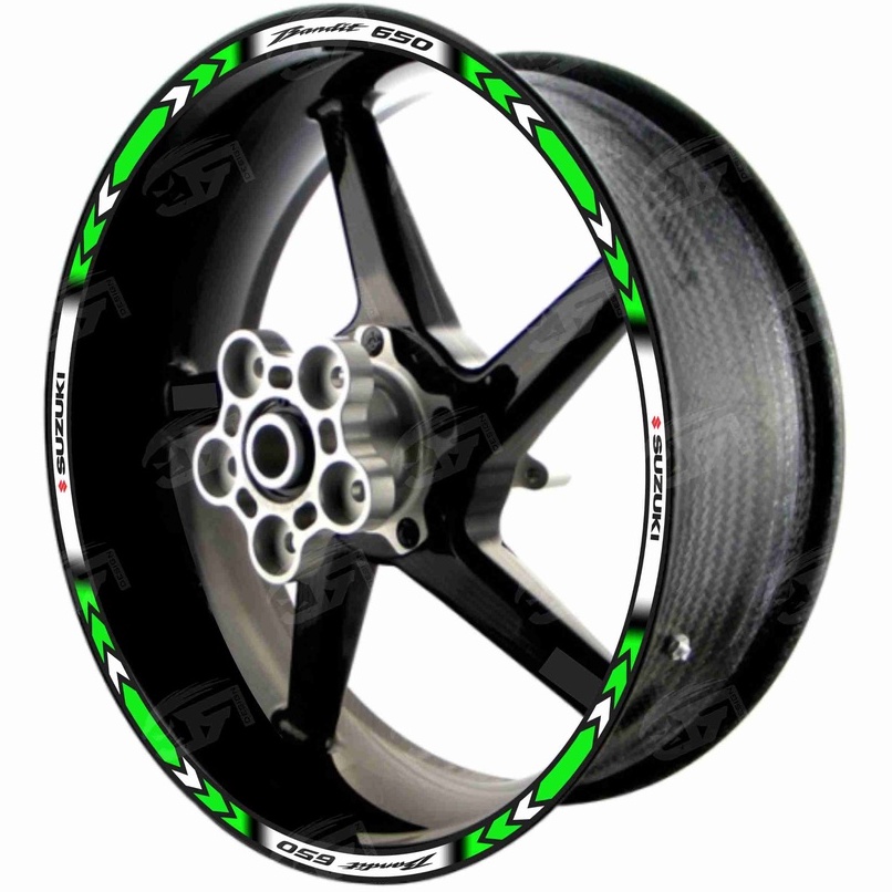 Adesivo Friso Refletivo Roda Moto Suzuki Bandit 650 M01 verde