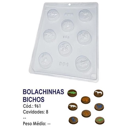 Forma Simples Bolachinhas BICHOS em Acetato BWB Para Bombom e Doces de Chocolate e Confeitaria Doceira Saldão - Home & Living