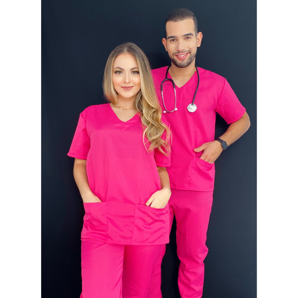 Conjunto Pijama Scrub Cirúrgico Hospitalar Unissex Oxford! BORDADO GRÁTIS