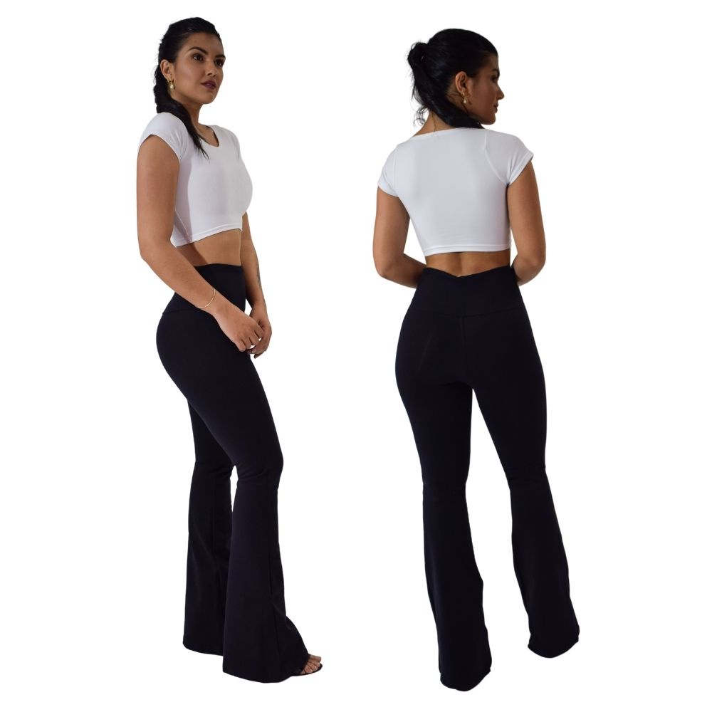 Calça Flare Cintura Alta Suplex Poliamida Power Alta Qualidade - Fasciniun Fitness -