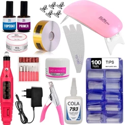 Kit Alongamento Unhas Gel + Cabine Sun + Lixa Elétrica Unhas Manicure - Envio Imediato